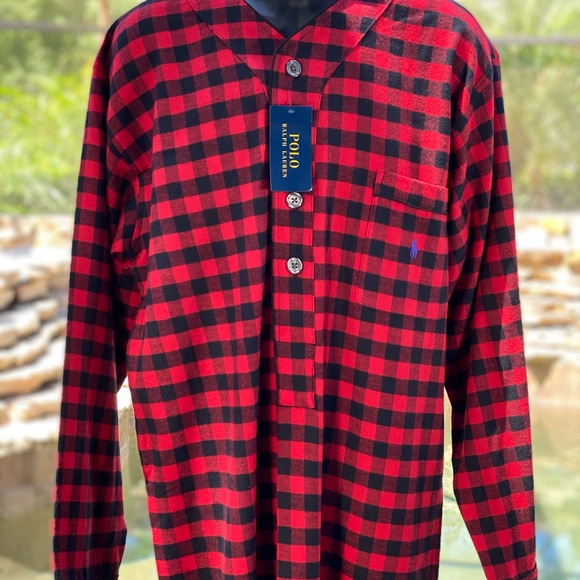 POLO RALPH LAUREN PLAID ONE-PIECE NIGHTSHIRT - Picture 2 of 5